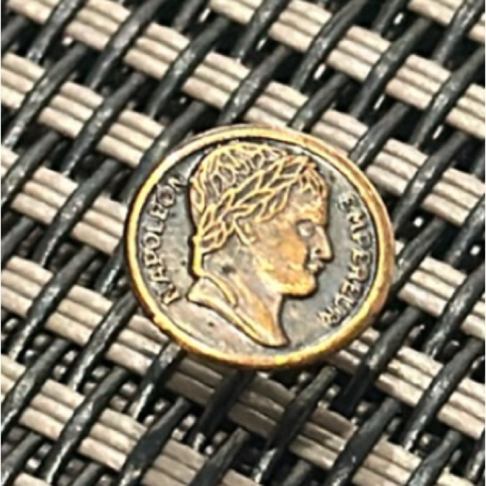 Men’s Vintage Coin Tie-Tack Lapel Pin with Napoleon Empereur